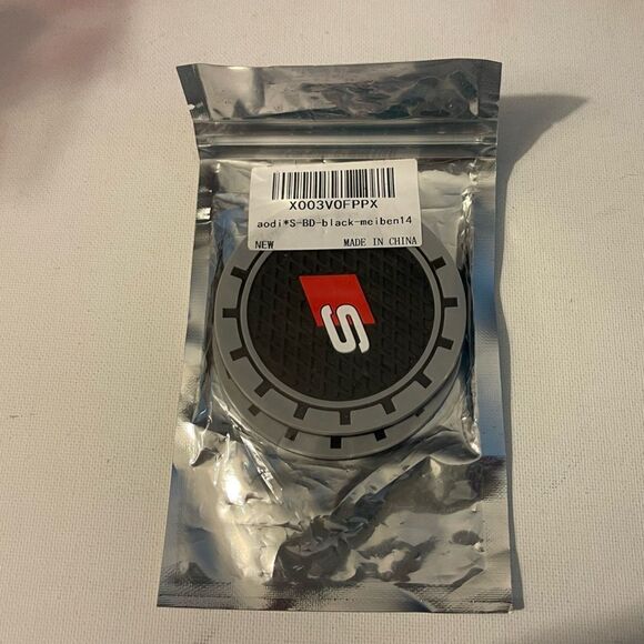 Audi S Line logo cup Coasters in black and gray Set of 2 NWT - Picture 6 of 8